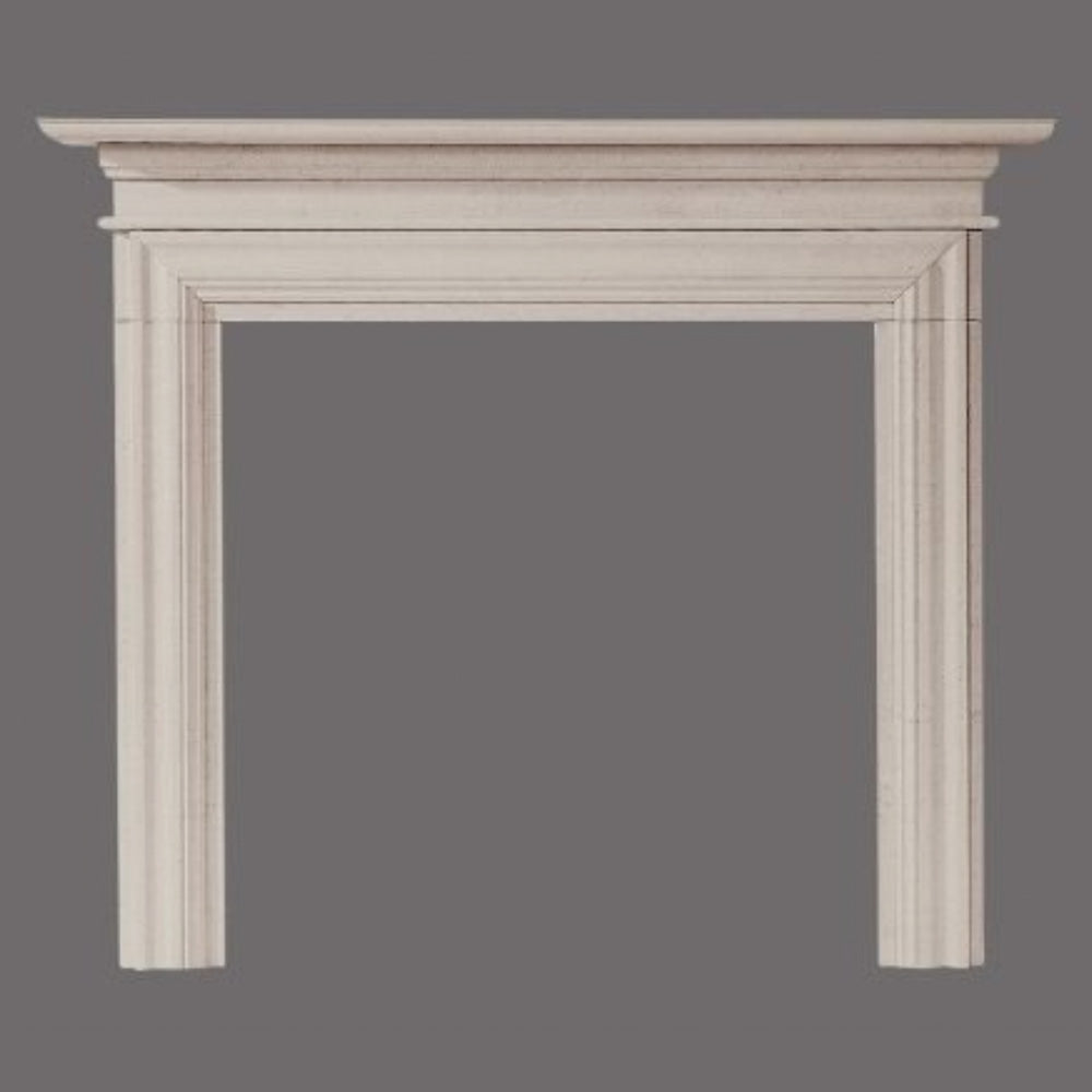 Limestone and marble fireplace