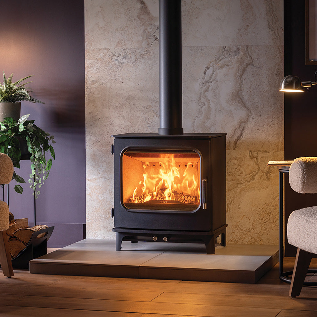 Onyx wood burner with mantel
