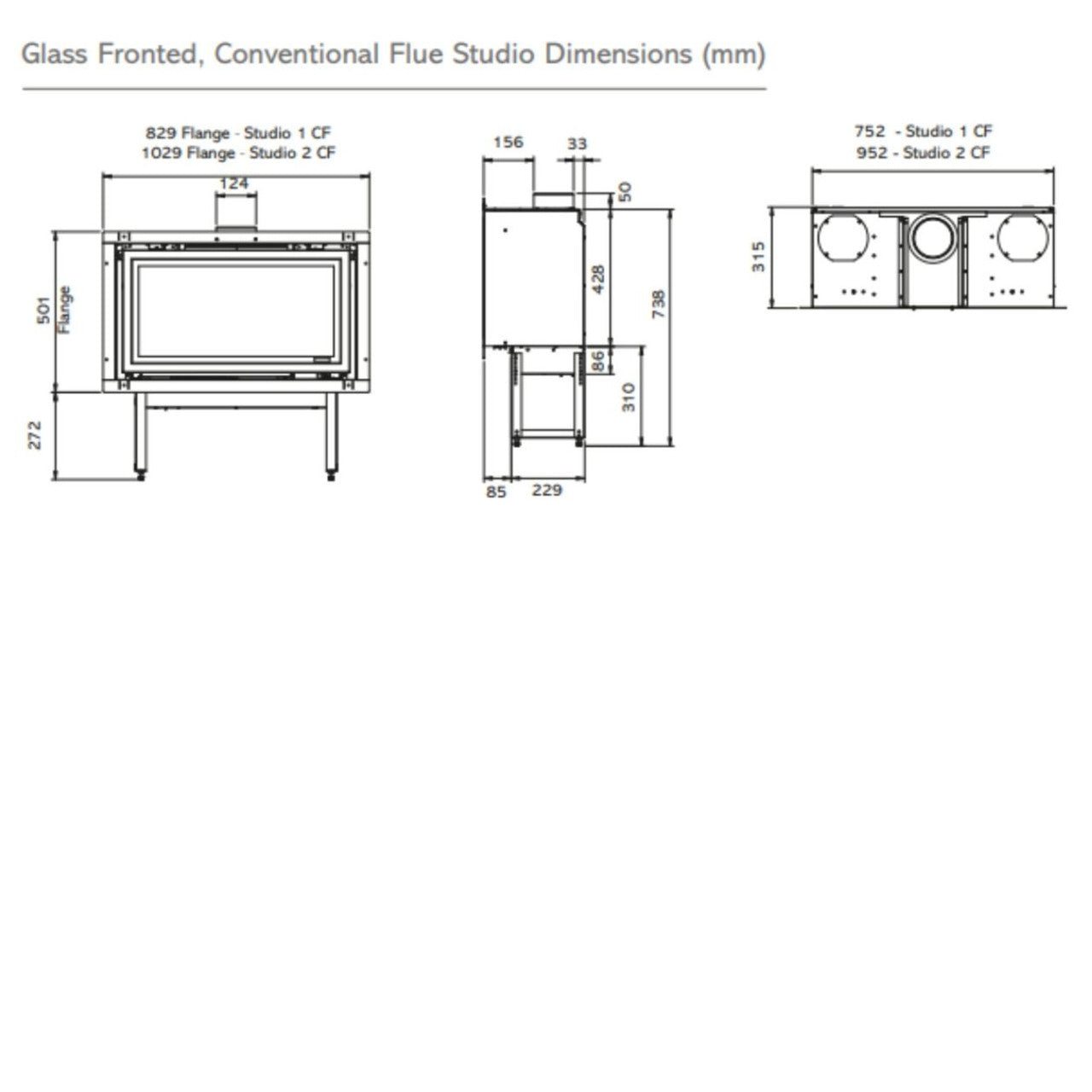 Gazco Studio 1 Glass Fronted Conventional Flue Gas Fire