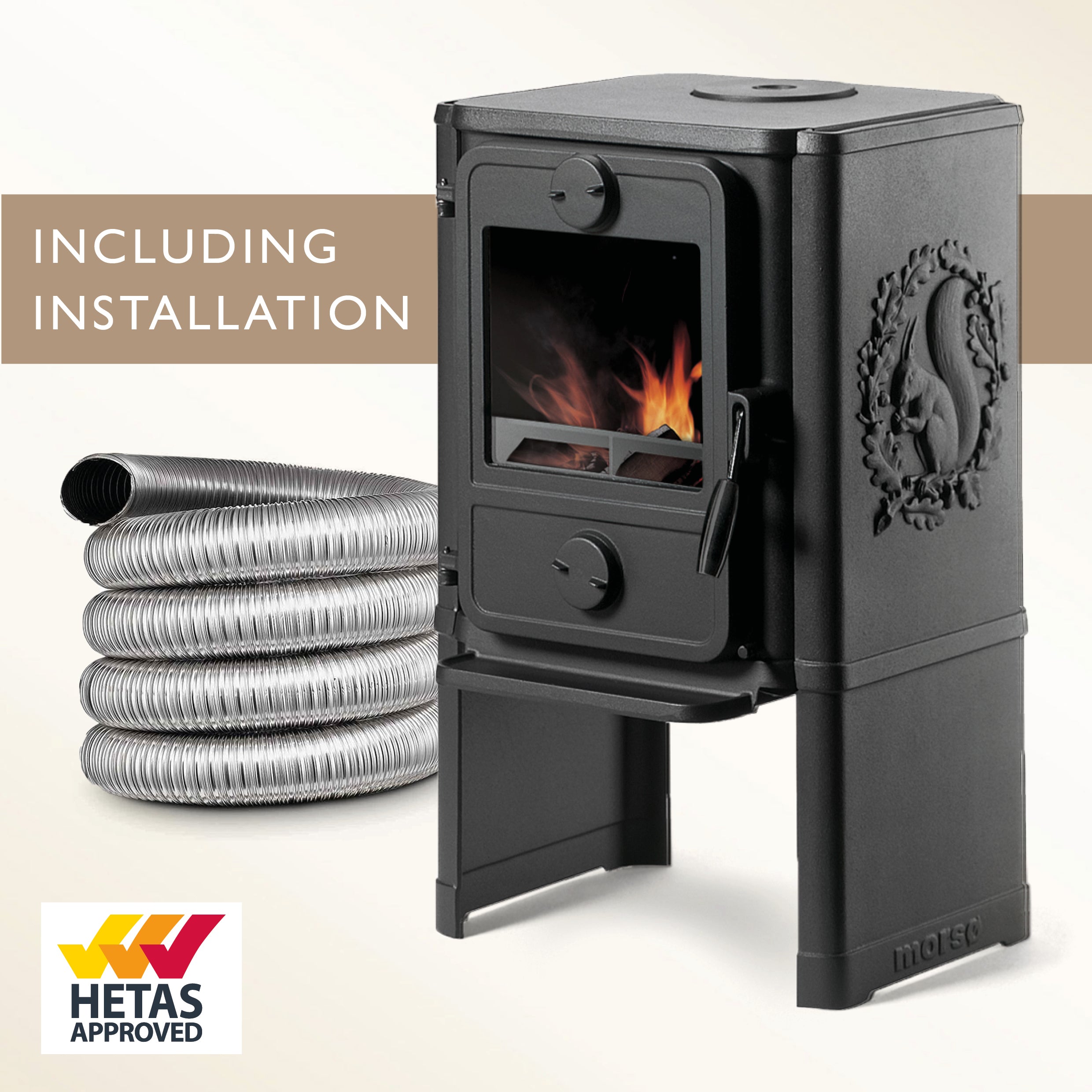 Morso 1412 Log Burner And Flexible Flue Installed Package