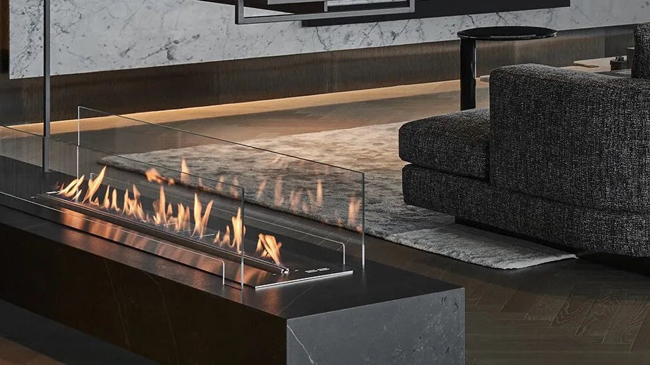 Bioethanol fireplace freestanding in plinth