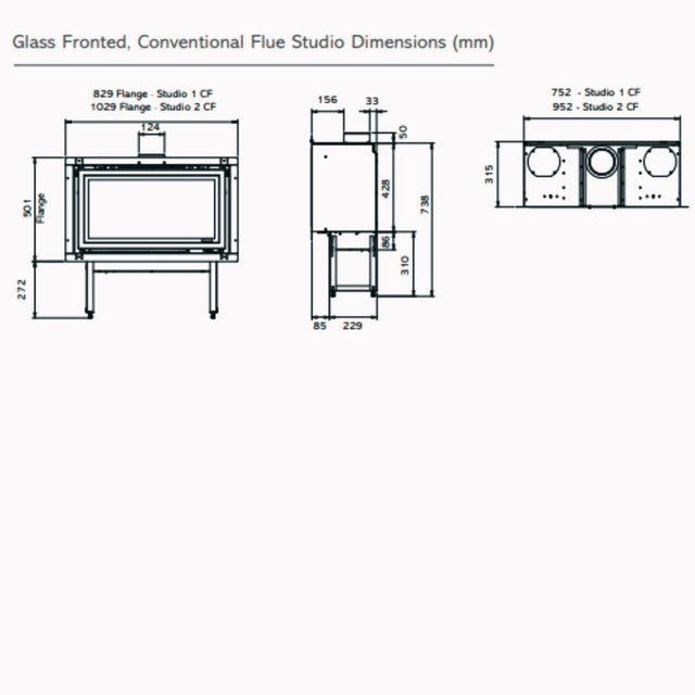 Gazco Studio 2 Glass Fronted Conventional Flue Gas Fire