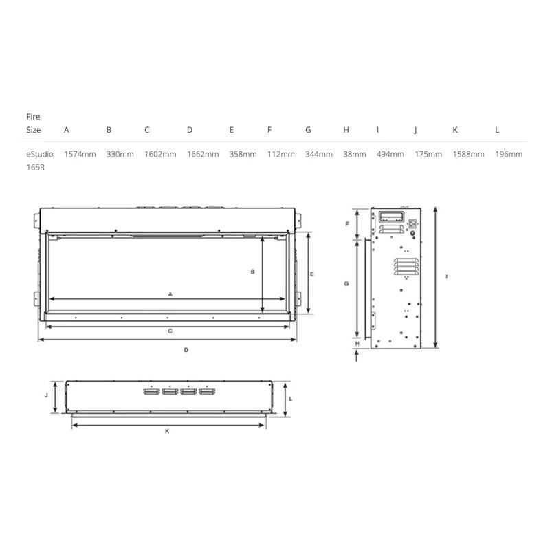 Gazco eStudio 165R Inset Electric Fire