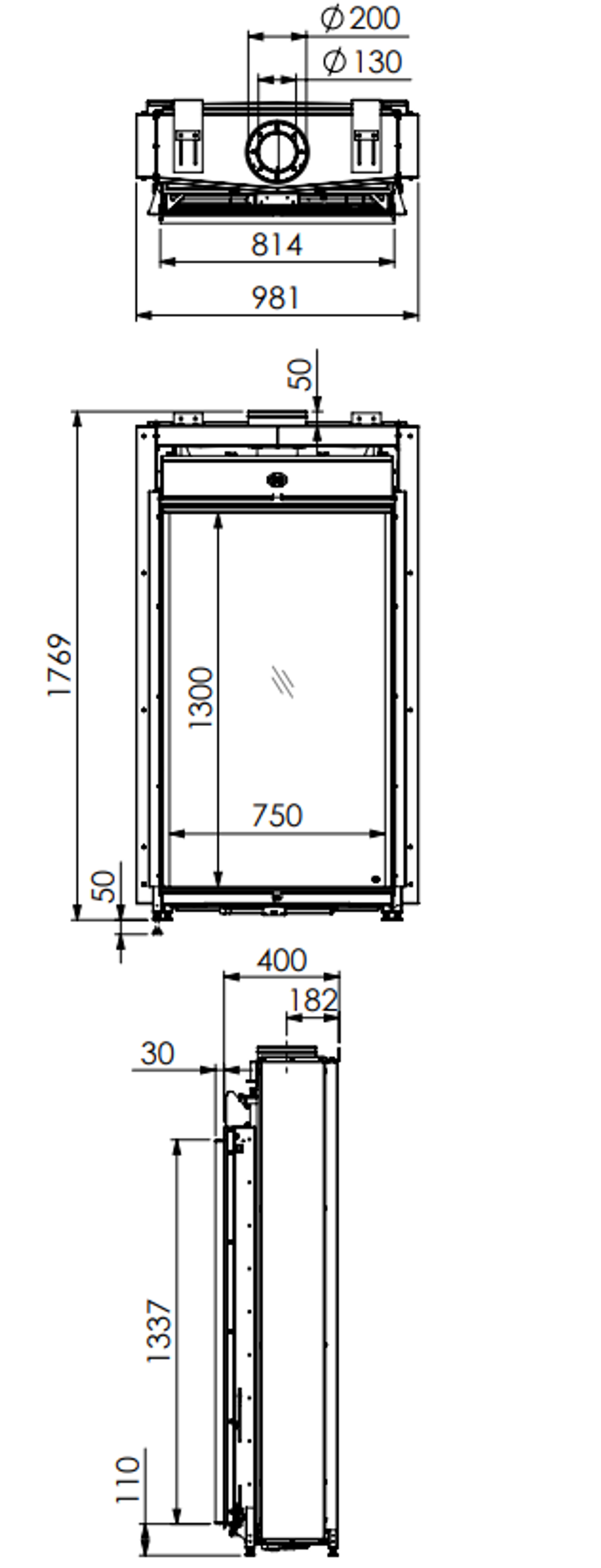 Dru Maestro 75 Tall Eco Wave Built in Gas Fire